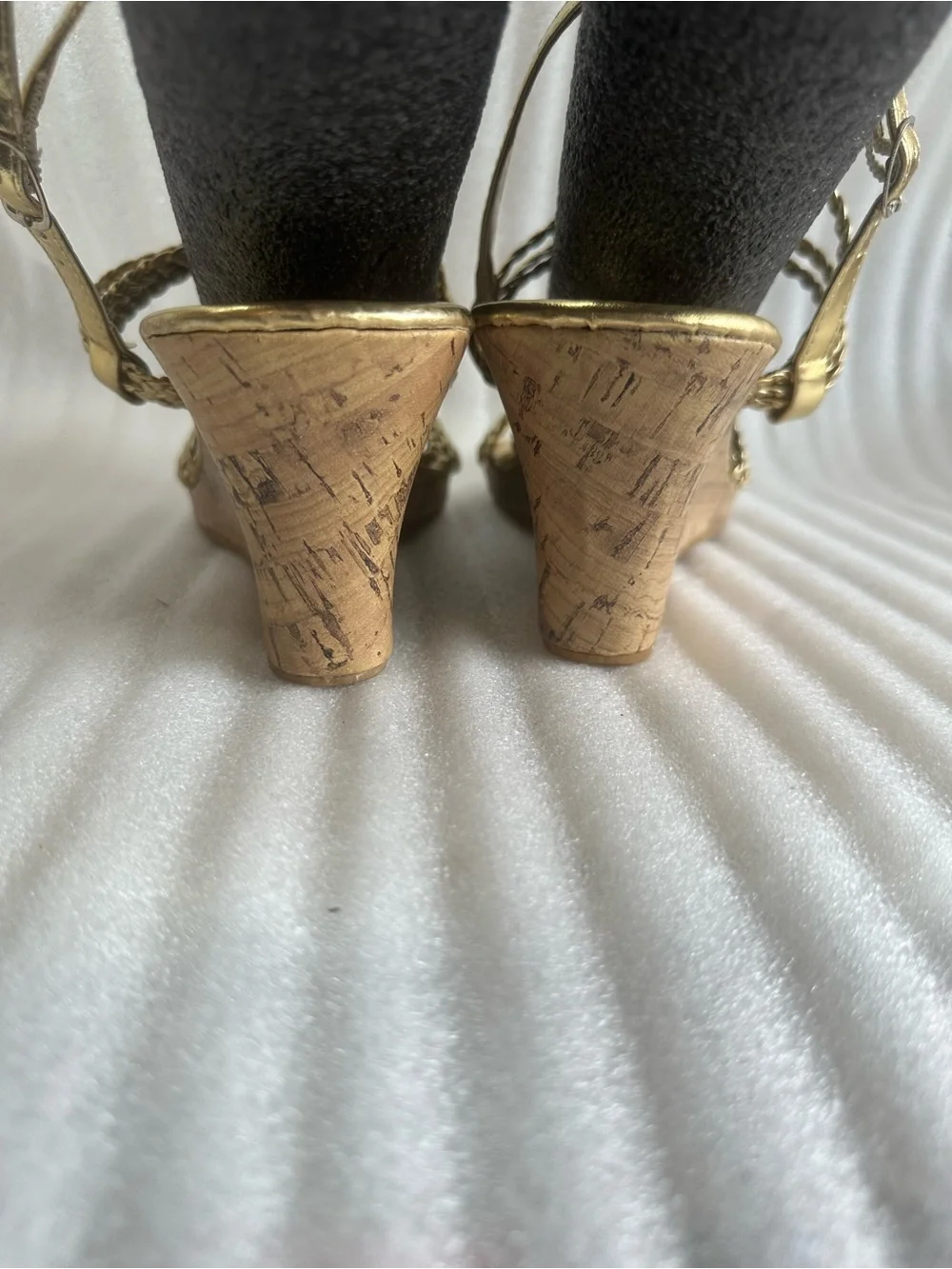 chatties Gold Braided Strap Wedge Sandals